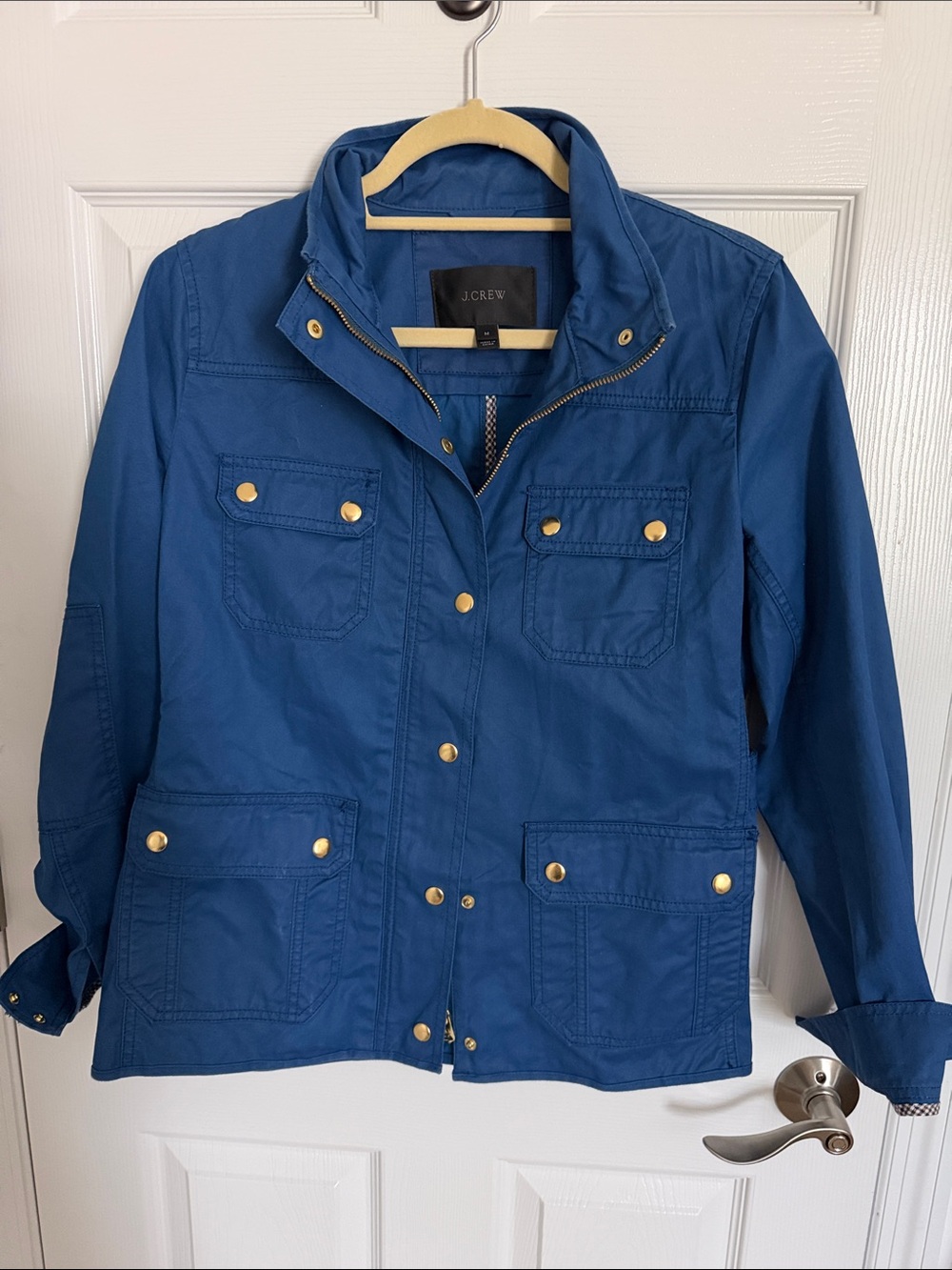 J. Crew Women’s Royal Blue Utility Jacket with Gold Hardware